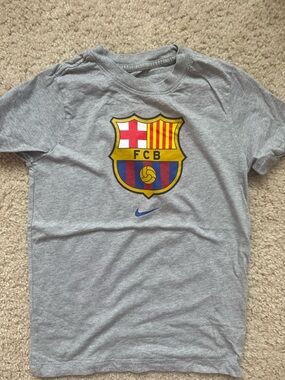 Nike Gray Kids FC Barcelona Crest Tee